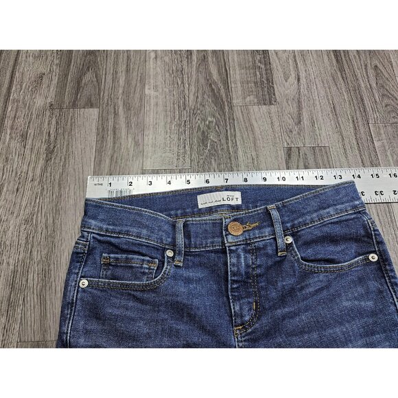 (3/$35) Ann Taylor LOFT Jeans Women 0 / 25 Blue Modern Skinny Distressed Raw Hem - Picture 10 of 14